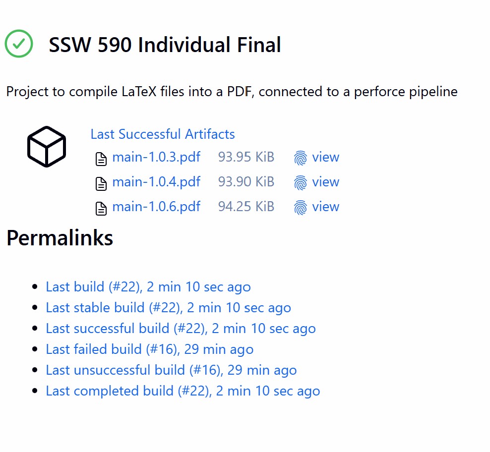 Screenshot of Jenkins working with Perforce